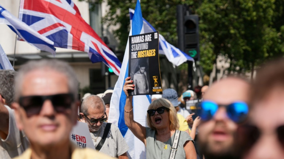 Hundreds march in London against UK recognising a Palestinian state