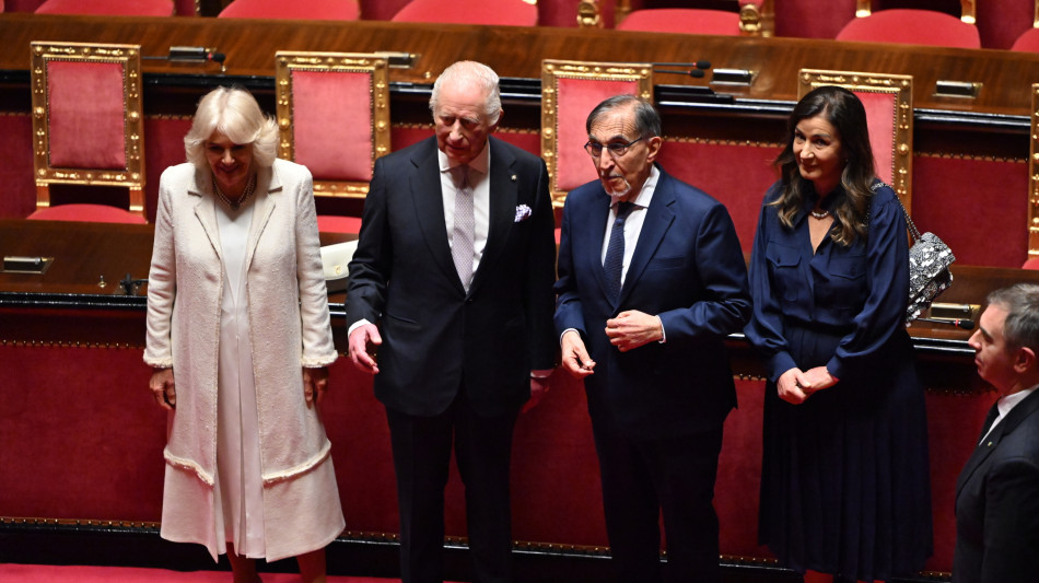 Camilla a Montecitorio con abito indossato per nozze con Carlo